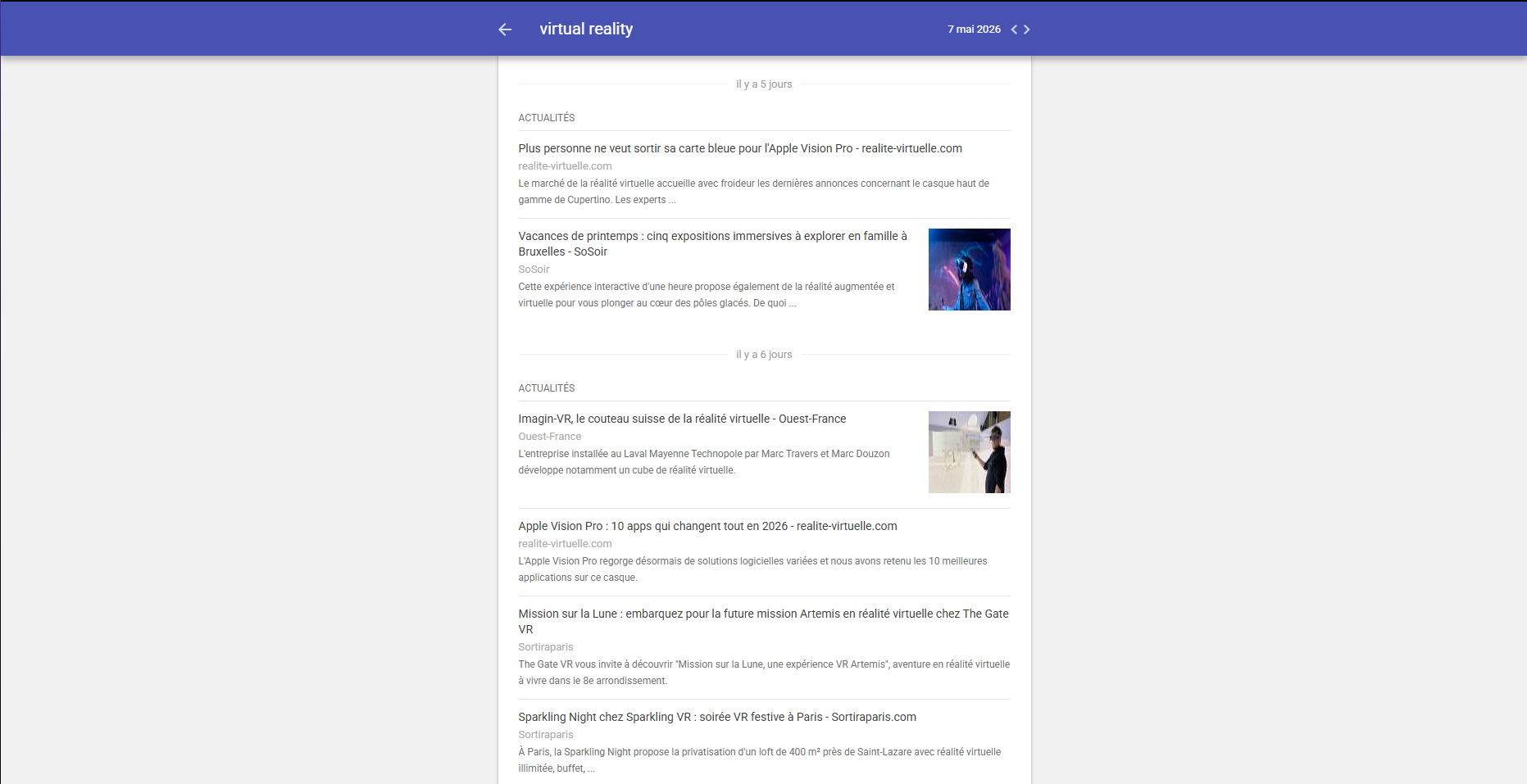 Veille : consultation d’articles en ligne
